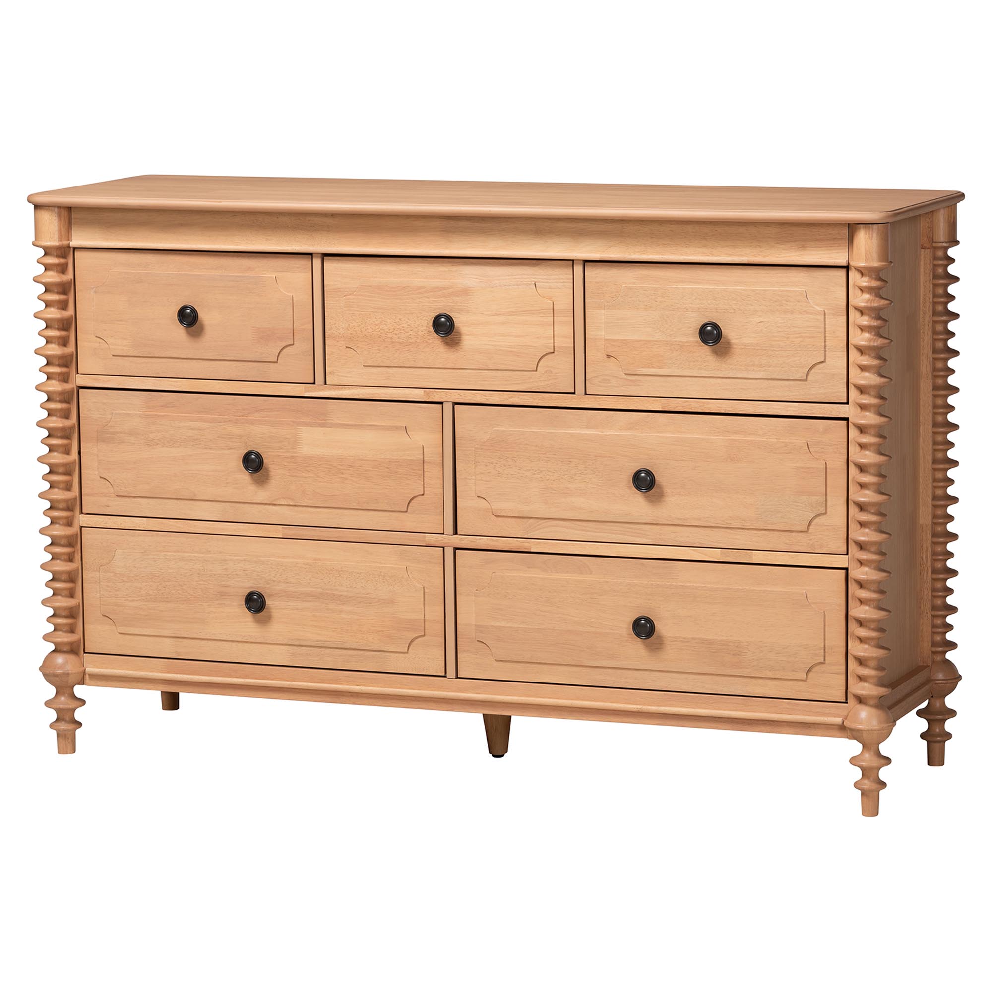 Baxton Studio Neviah 7-Drawer Dresser, Beech Brown